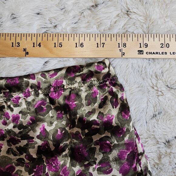 Chartruse Silky Floral Purple and Tan Pajama Pants Drawstring Waist Size Large - Picture 4 of 6